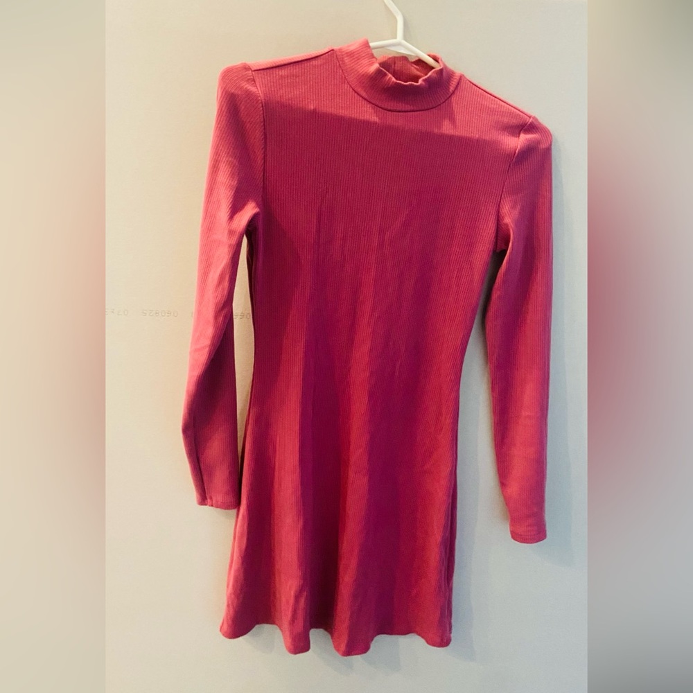 Sunday Best Pink Fitted Long Sleeve high neck mini dress